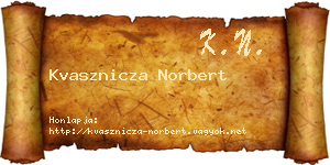 Kvasznicza Norbert névjegykártya